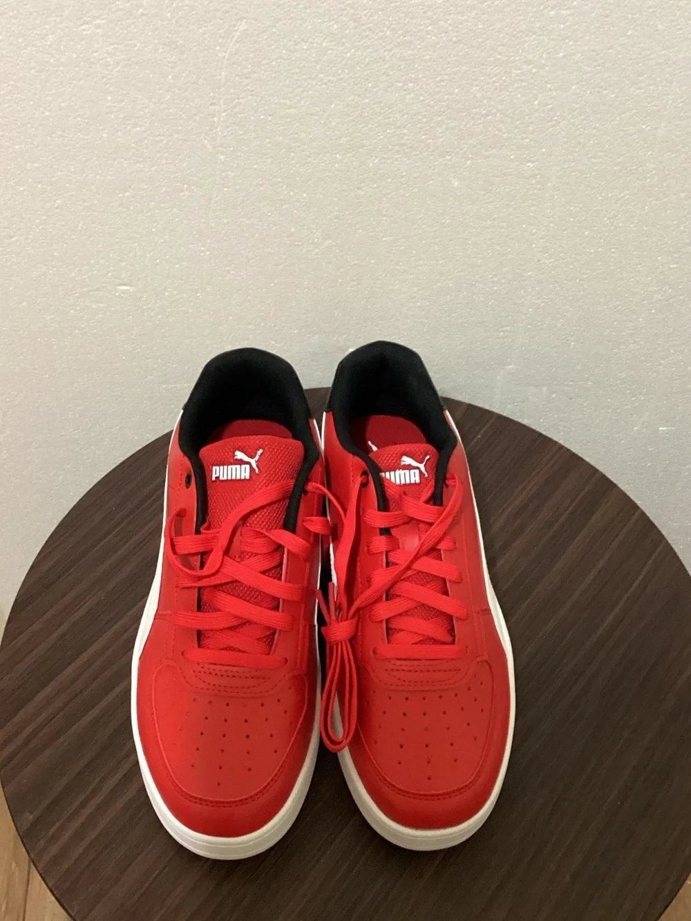 Puma Red Low-Top Sneakers with White Sole